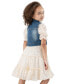 Toddler & Little Girls Flower Sequin Dress & Denim Vest, 2 Piece Seet