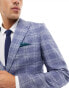 Harry Brown check skinny fit suit jacket in light blue