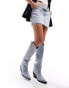 Azalea Wang Louella western knee boot in embellished denim