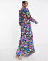 AFRM cut out printed woven dress in multi