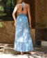 Women's Sky Blue Halterneck Lace Maxi Beach Dress