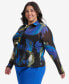 Plus Size Mesh Printed Shirt