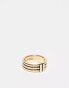 WTFW engraved line band ring in gold