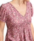 Women's Floral-Print Wide-Smocked Short-Sleeve Top