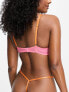 Ann Summers Heart To Heart lace padded plunge bra with contrast binding in pink and orange