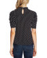 Women's Ruched Short Sleeve Polka-Dot Knit Top