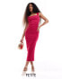 Vesper Petite square neck thick strap midaxi dress in cerise