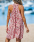 Women's Red Floral Ditsy Twisted Halterneck Mini Beach Dress