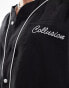 COLLUSION short sleeve baseball shirt with piping detail in black