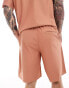 ONLY & SONS plisse slouchy short co-ord in burnt orange