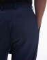 Topman straight highwaist relaxed trousers in navy