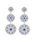 CZ Long Fashion Statement CZ Clear Blue Large Round Multi Circle Dangling Statement Chandelier Earrings For Women Prom Rhodium Plated Brass