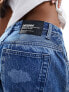 Dr Denim Hill low waist relaxed fit wide straight leg jeans in stream mid retro laser cloud wash