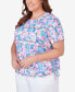 Plus Size Paradise Island Geometric Top with Braided Neckline