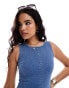 ASOS DESIGN denim sleeveless mini dress with seam detail in mid blue