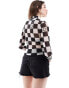 HUGO Blue long sleeve high neck mesh top in checkerboard