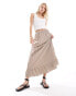 ONLY Tall gingham maxi skirt in brown