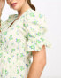 ASOS DESIGN Maternity cotton midi smock dress in cream based green floral print