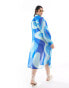 Yours abstract midi beach cover up in blue