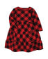 Big Girls Cotton Dresses, Buffalo Plaid Leopard