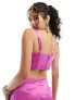 Kanya corset top co-ord with attachable mesh drape in fuchsia