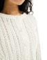 ASOS DESIGN cropped crew neck cardigan in open stitch in cream