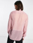 ASOS DESIGN – Transparentes Hemd in Rosa mit Blousonärmeln und gebundenem Ausschnitt