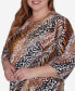 Plus Size Rue Rivoli Diagonal Animal Print Top With Necklace