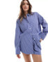 4th & Reckless oversized shirt co-ord in blue stripe