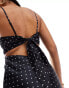 Bardot satin maxi dress in black polka dot