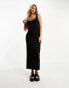 Pieces scoop neck maxi dress in black