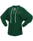 Women's Green Minnesota Wild Jersey Lace-Up V-Neck Long Sleeve Hoodie T-shirt