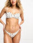 River Island ruched strappy bikini brief in white polka dot