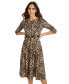 Women's Leopard-Print Boat-Neck Midi Dress