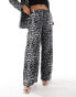 Vila wide leg trouser co-ord in black leopard print