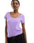 Monki short sleeve fitted top with scoop neck in purple