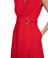 Women's Belted Cotton Midi A-Line Dress