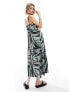 ONLY v neck satin maxi dress in multi abstract print