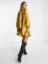 River Island tie back swing mini dress in gold satin