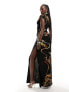 ASOS DESIGN cap sleeve keyhole detail maxi dress in scorpion print