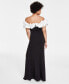 Junior's Satin Ruffle Off-The-Shoulder Gown