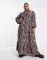 ASOS DESIGN Curve maxi shirt dress with pin tucks in animal print