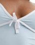 Kaiia bow detail contrast cami top co-ord in baby blue