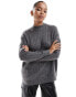 Selected Femme crew neck merino wool blend jumper in texture grey