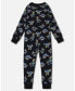 Baby Boys Baby Organic Cotton One Piece Pajama Black Printed Neon Dino