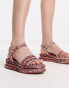 ASOS DESIGN Fraction woven covered flat sandals in red