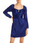 Aqua Long Sleeve Sweetheart Dress Navy XS