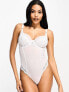 Ivory Rose Fuller Bust DD-G bridal lace and mesh bodysuit in white