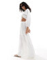 Esmee tiered maxi beach skirt co-ord in off white