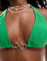 Brave Soul heart trim halter bikini top in green